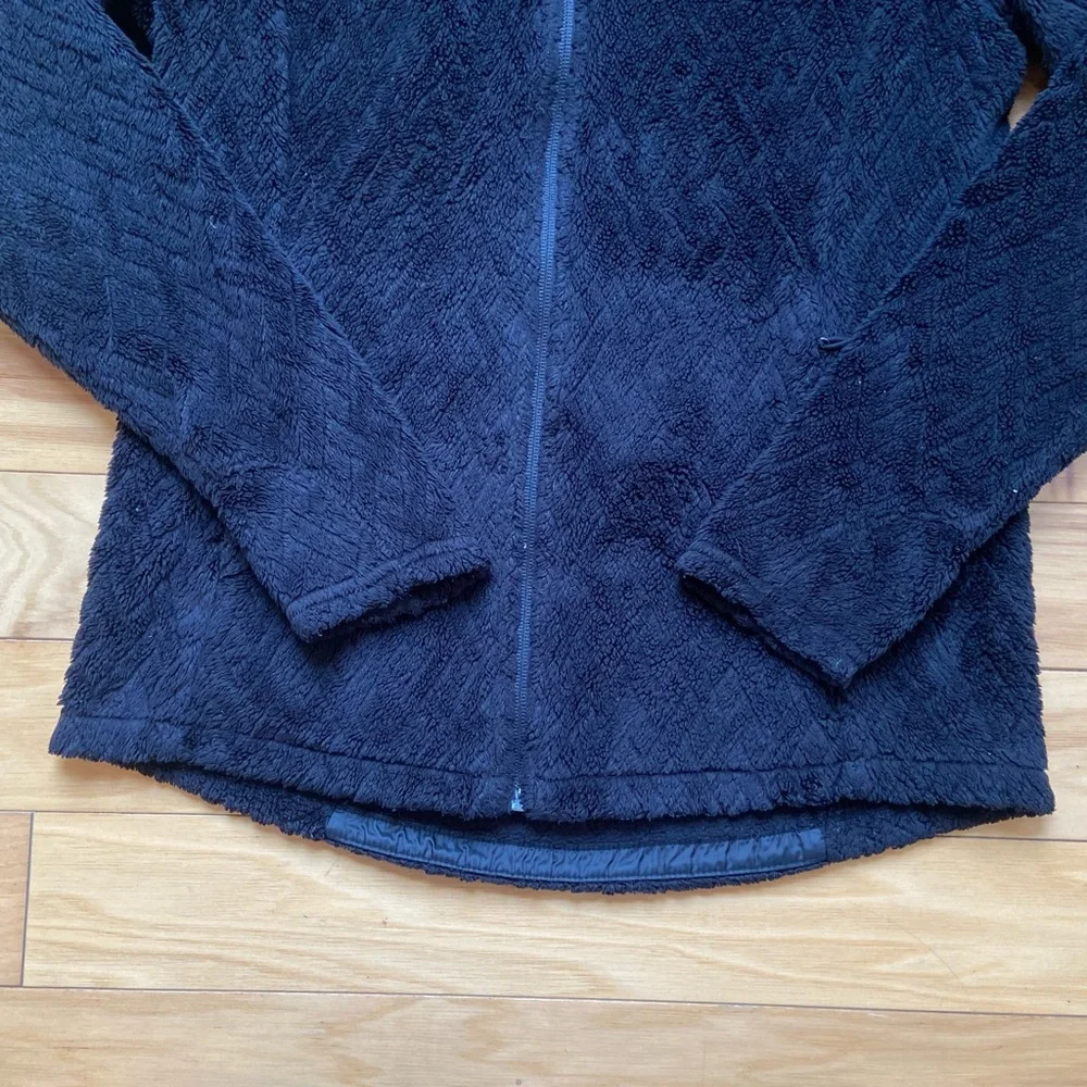 The North Face Sherpa Fleece Jacket Womens Sz S Black Full Zip High Pile Teddy